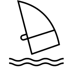 אייקון של מפרשית, מציין את החומר "בדי מפרשים" שאופיר מפליירוסטר ממחזר ומשתמש בו כחומר גלם לתוצרים חדשים